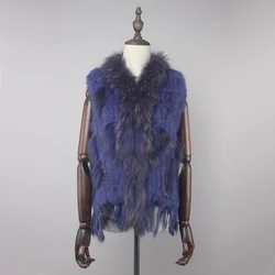 Оптовая продажа с фабрики, вязаный женский жилет из кроличьего меха, Модный стильный жилет из натурального меха