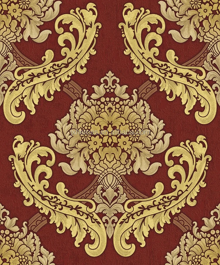 Classic European Flower Style Decorative Design Deep Embossed Vinyl Wallpaper