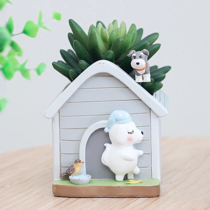 Оригинальный цветочный горшок Zakka из смолы с мультяшными животными