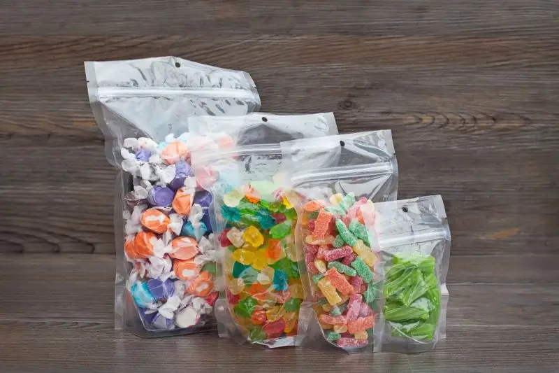 Clear plastic pvc plastic candy bag for fresh food storage reusable freezer