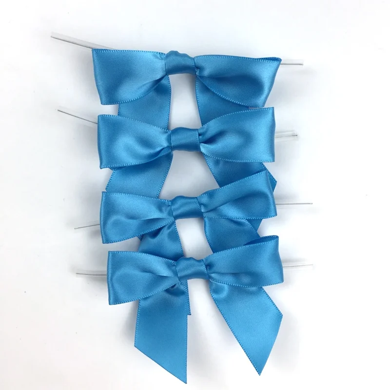 Factory Professional Make Gift Satin Ribbon Bow  With Wire Twist Tie