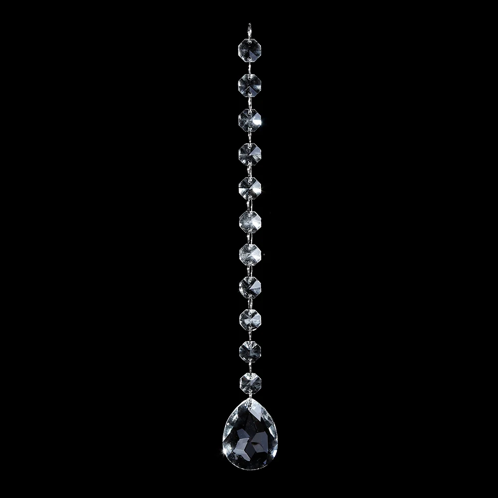 Ceremony wedding crystal octagon bead chain chandelier trimmings clear garland strand