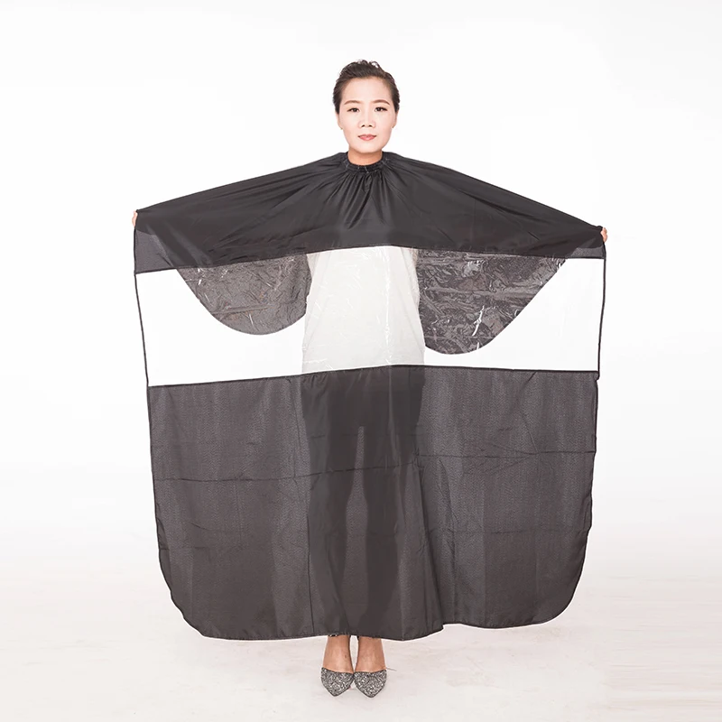 Vinnie customized barber capes with window water proof salon cape hair cutting gown for barber shop barber supplies