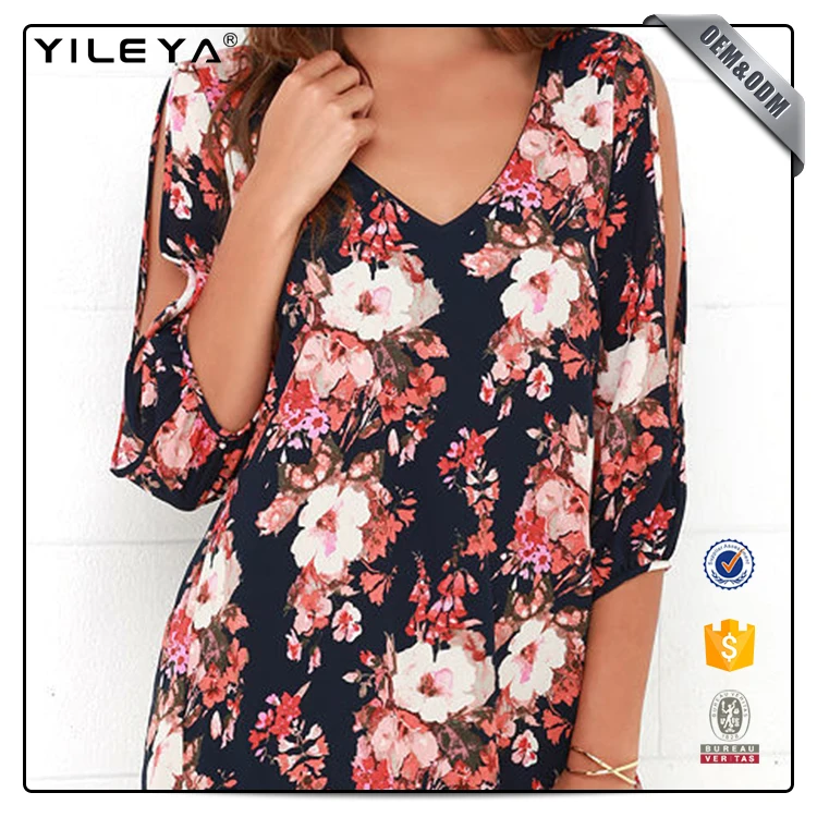 На заказ вырезать рукав платья шифон шаблоны, последнее корейский новая мода печати симпатичные шифон платья 2017