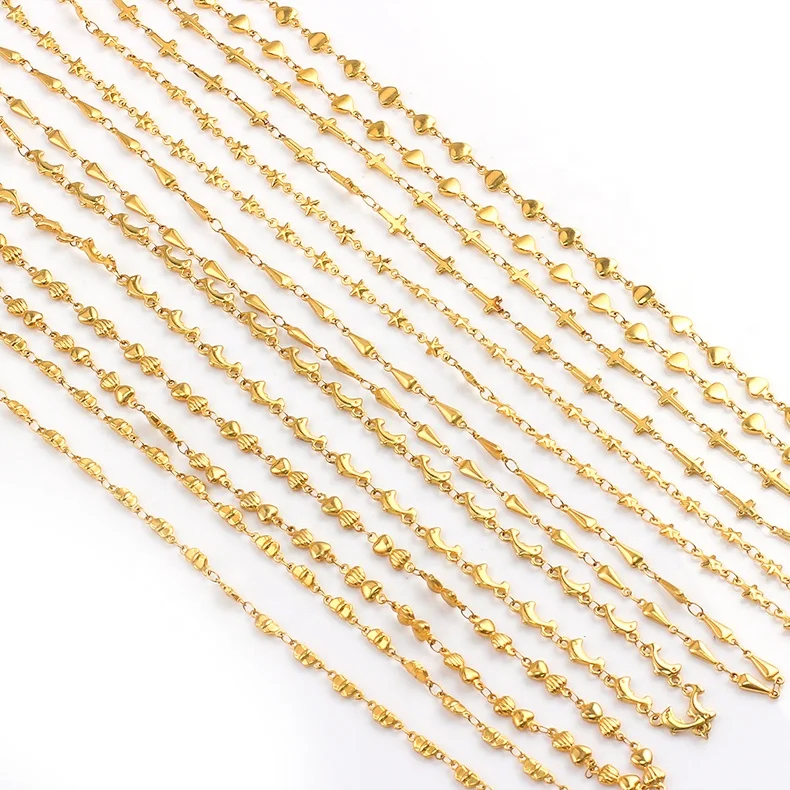 OUMI Simple Gold Chain Necklace Jewelry Stainless Steel Dolphin Link Necklace