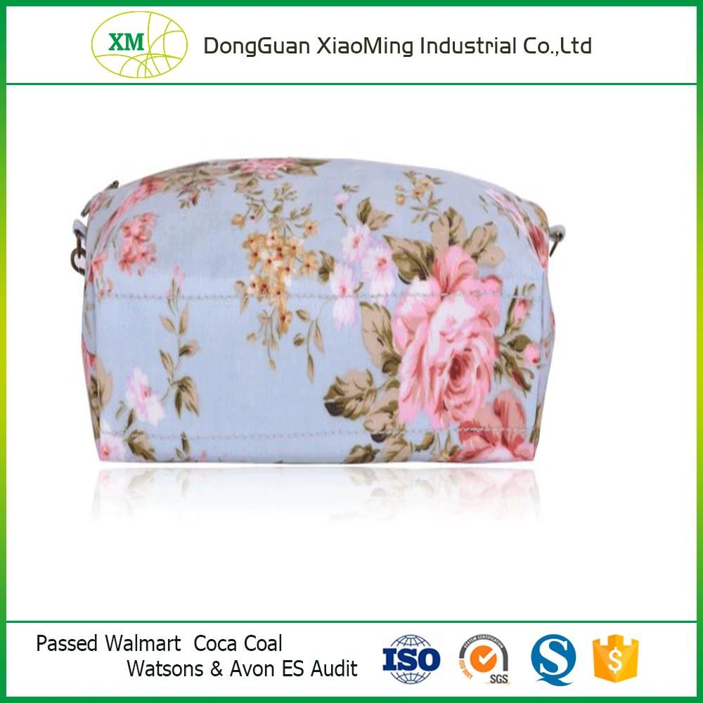 Beautiful Eco-friendly Cotton Travel Zipper Cosmetic Bag with Wristlet