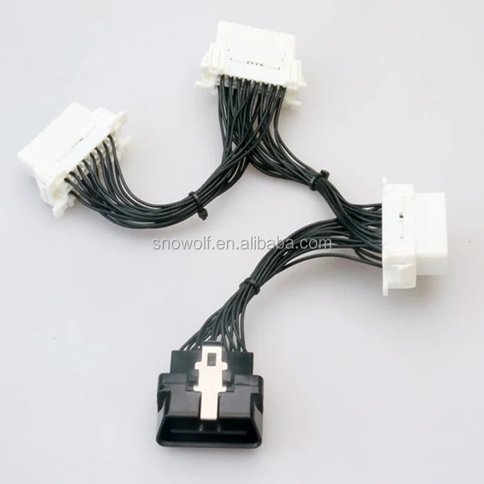 16 Pin Y Splitter Extension 1 to 3 Diagnostic Electronic Cable Extension OBD2 Y Cable
