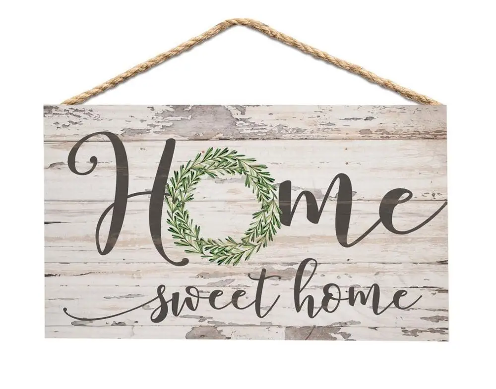 Whitewash Home Sweet Decor Rustic  Wood Home Hanging Sign