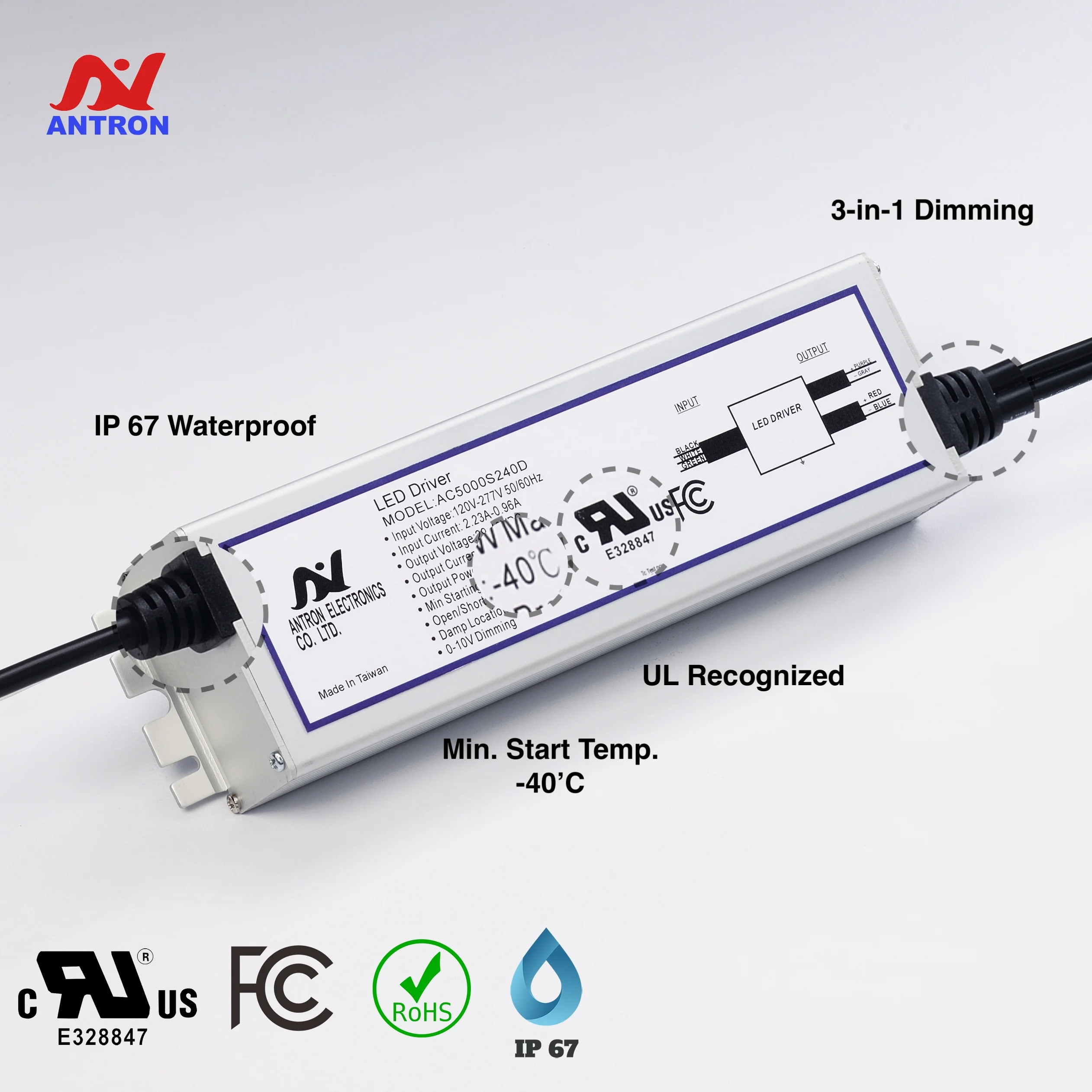 Antron 150W IP67 LED Driver Constant Current UL