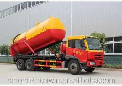 Sewage suction tanker truck 290hp 6 wheel sewer vacuum cleaner tanker truck