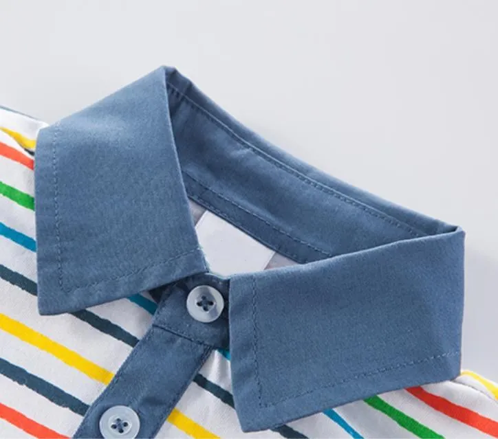 
ATS48 Wholesale Clothing Summer100% cotton custom striped polo shirt kids polo shirts 