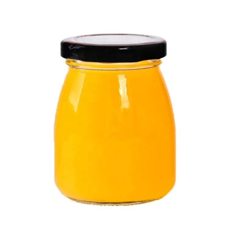50ML 200ML Fruit Jam Pudding Glass Jar Cake Sugar Beverage Glass Bottles Glass Pudding Jar With Tin Cap