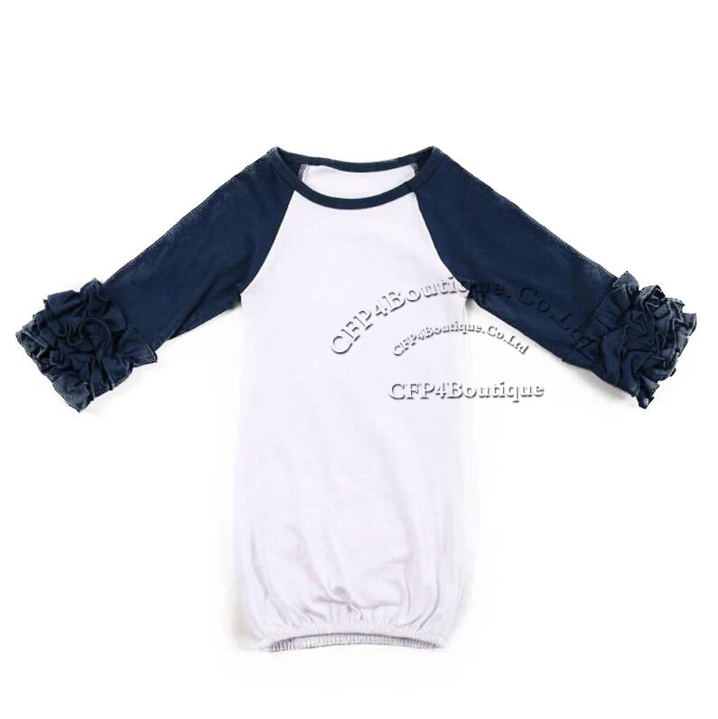 CFP C072 Full Cotton Ruffle Infant Long Sleeve Raglan Baby Gown