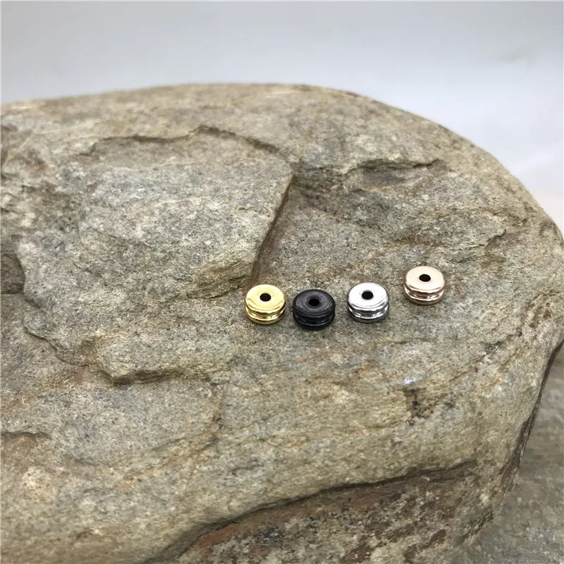 Заводская поставка, модные ювелирные изделия, Золотые, черные, из нержавеющей стали, металл, мини, маленькие бусины 6x3 мм для браслета