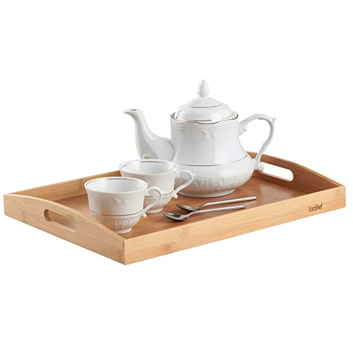 
Home Set of 3 Nesting Breakfast Bed Trays Bamboo Wood Serving Food Tray 