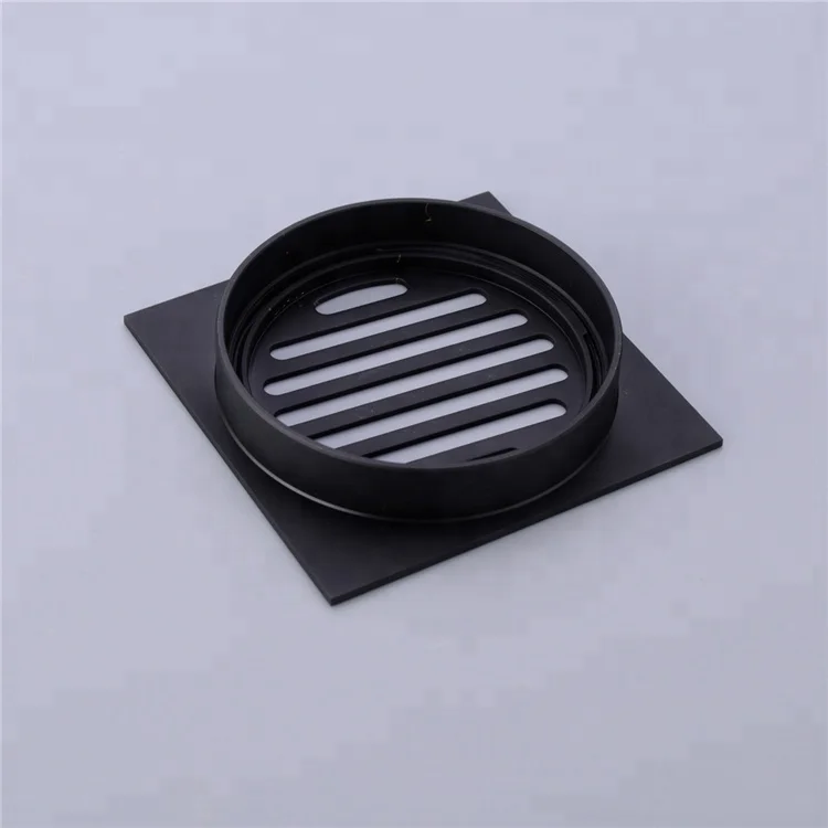 Слив для душа, слив для ванной комнаты, слив для пола, корпус, цельная Латунная вставка для плитки, квадратные напольные решетки для отходов, черный хром