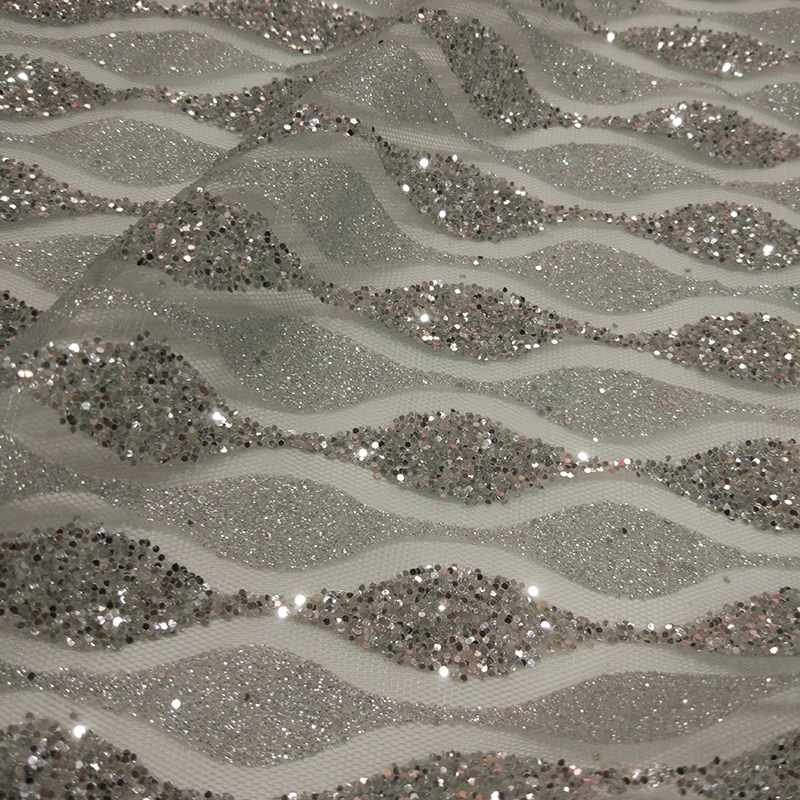 Высококачественная Роскошная блестящая Тюлевая сетка серебряного цвета для вечернего свадебного платья горячая распродажа Золотая кружевная ткань с