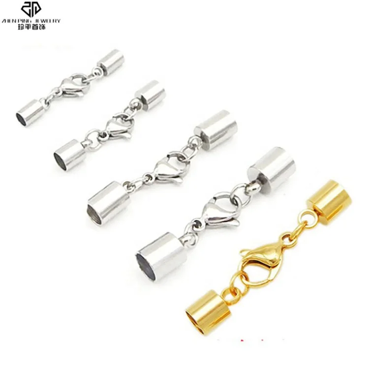 Different size stainless steel end cap lobster clasp jewelry accessory for leather bracelet