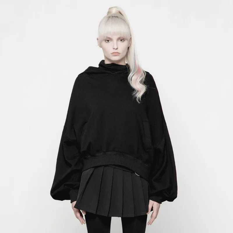 Skull printing big hood oversize women pullover hoodies