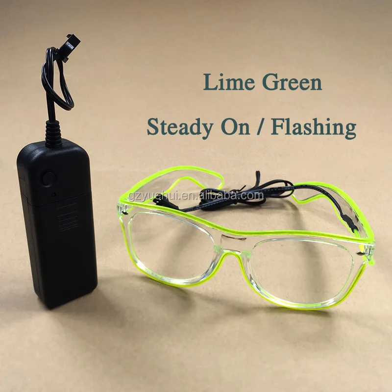 Flashing Glowing EL glasses Fashion El Wire LED Neon Light Glasses Rave Costume Party DJ Transparent Frame Glasses For Carnival