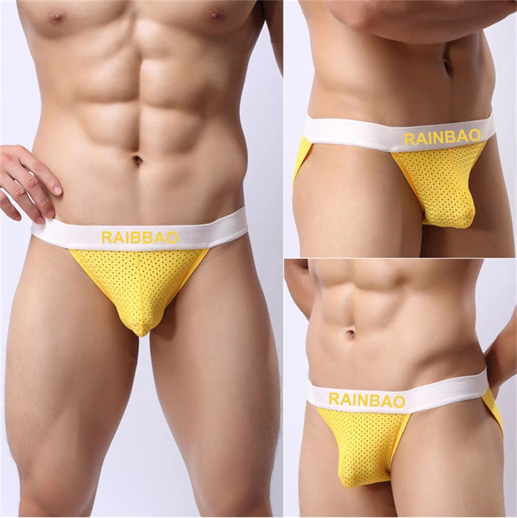 Superior quality custom logo string mesh mens thong underwear for sexy bikini man briefs