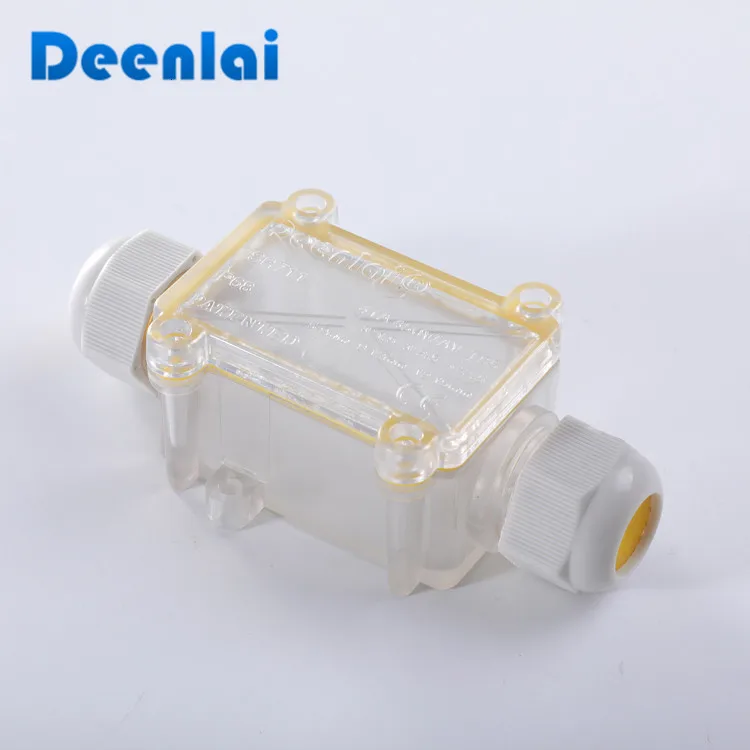 2 way IP68 outdoor electronic plastic transparent terminal waterproof cable junction box with cover