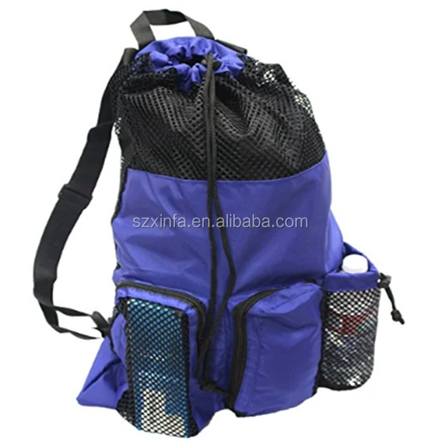Multi Functional Mesh Bag With Drawstring Shoulder Straps For Swimming, Beach, Diving, Travel, Gym