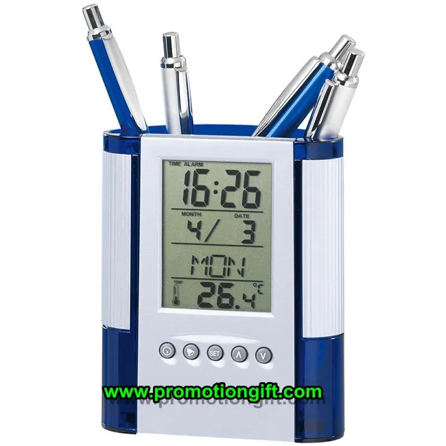  Многофункциональный пластиковый держатель для ручек с календарем и часами