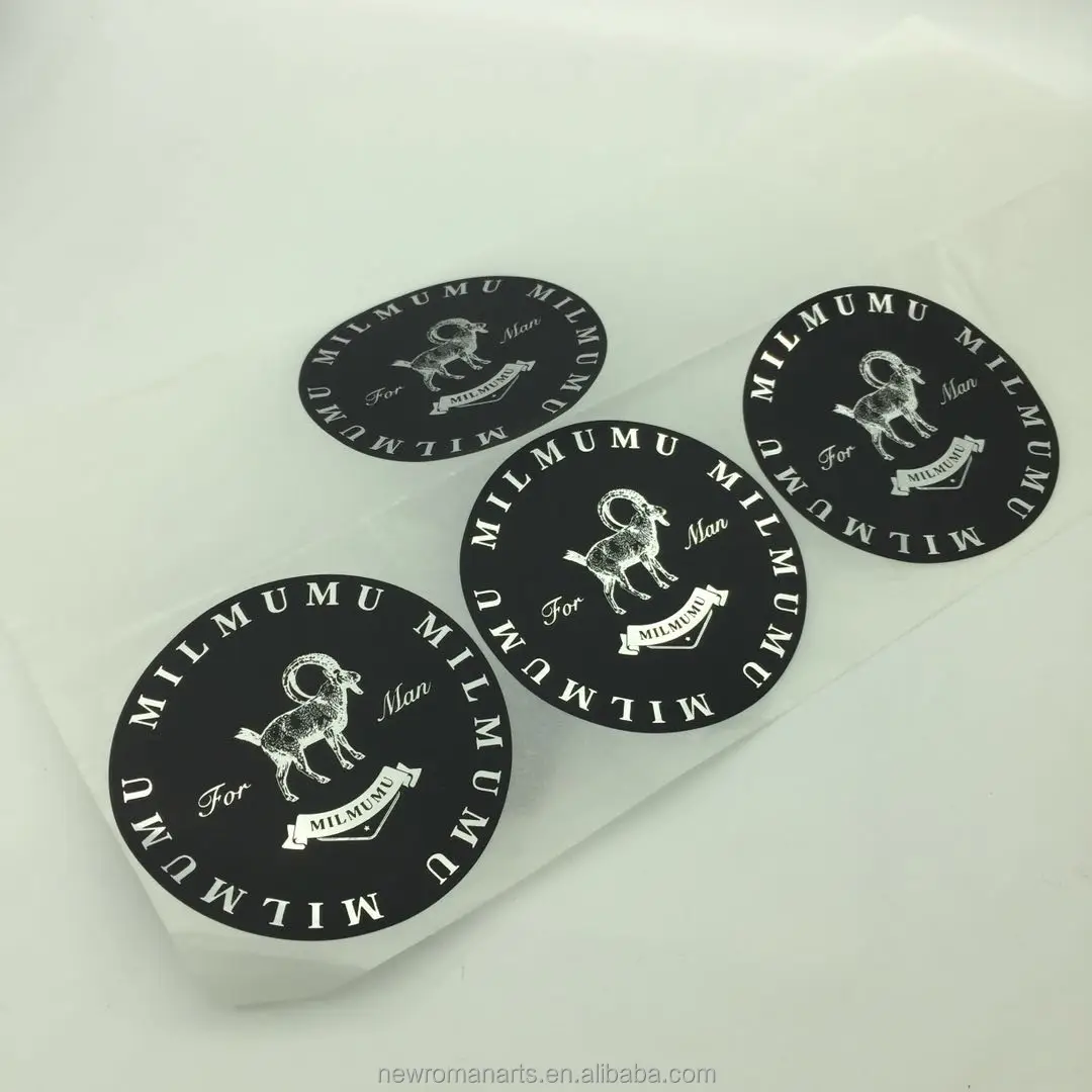 Die Cutting Round Circle Shape Black Matt Paper Gold Silver Foil Custom Stickers Printing