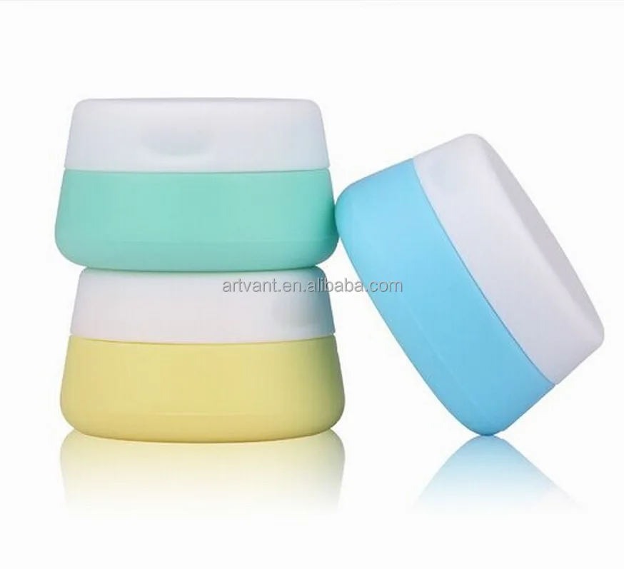 Wholesale Refillable Cream Bottles Silicone Container Empty Cosmetic Jar Pot Travel Cosmetic Container for Face Cream/Lotion