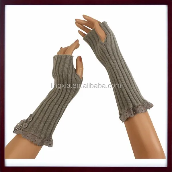 
Fashion Knitting Lace Arm Warmers, Women Winter Cable Knit Arm Warmers, Ladies Arm Warmers Fingerless Long Gloves Mittens 