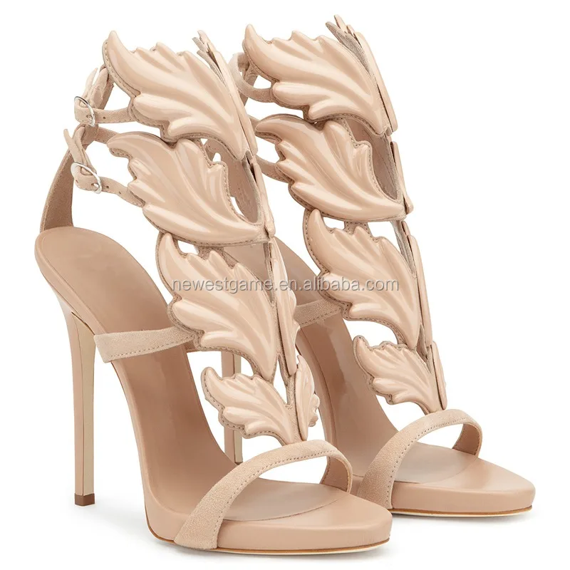 
Gold Leaves European American Fashion Sandals Elegant Woman Party Night Club Ladies Extreme High Heels Shoes 