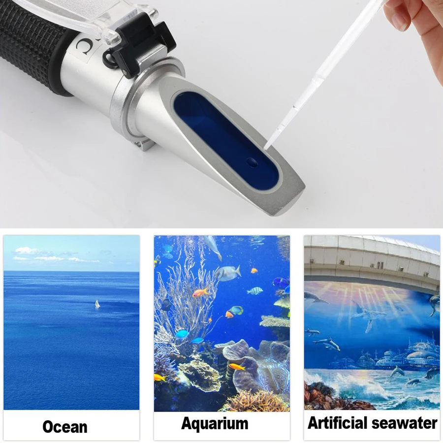 RZ Sea Salinity Refractometer meter salt water concentration Aquarium Handheld tool Mariculture Breeding Gravimeter 0~10%RZ118