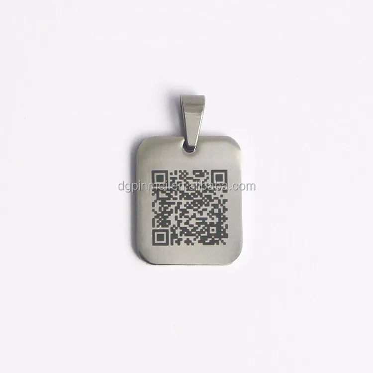 Отслеживание qr-кода металлическая бирка ожерелье/металлические бирки для собак людей