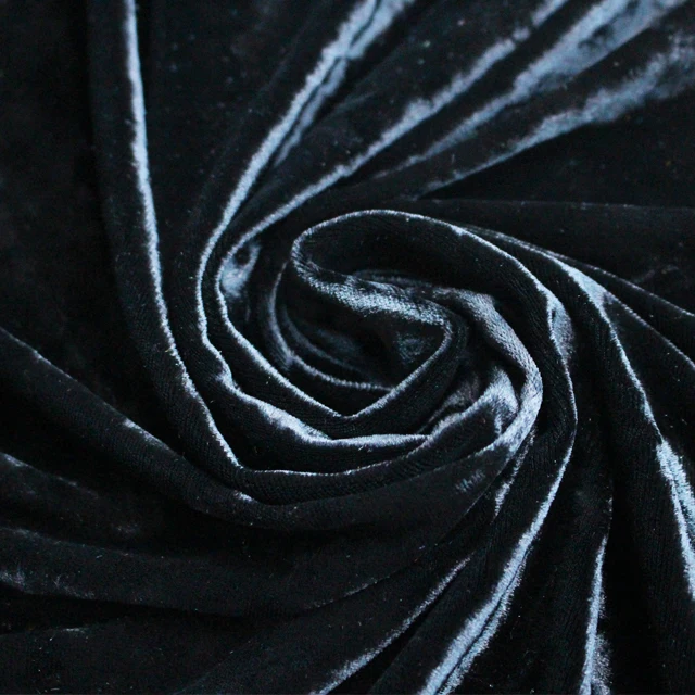 Warp Knitting Polyester Lycra Spandex Black Color Crushed Ice Velvet Fabric