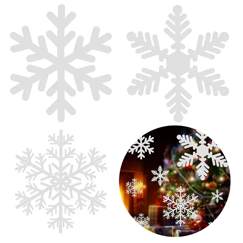 Christmas Decoration Snowflake Window Clings Glueless PVC Wall Stickers for Windows Glasses