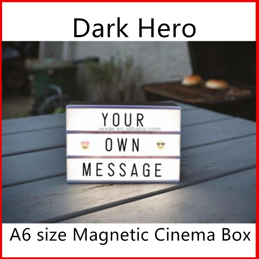 Темный герой A6 Мини кинематографический свет 90 шт. буквенный знак USB Магнитный детский фотобокс