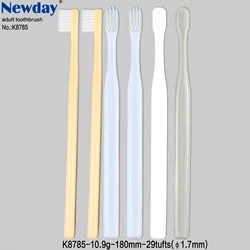 popular design small head toothbrush with super soft bristles in PVC transparent box package.