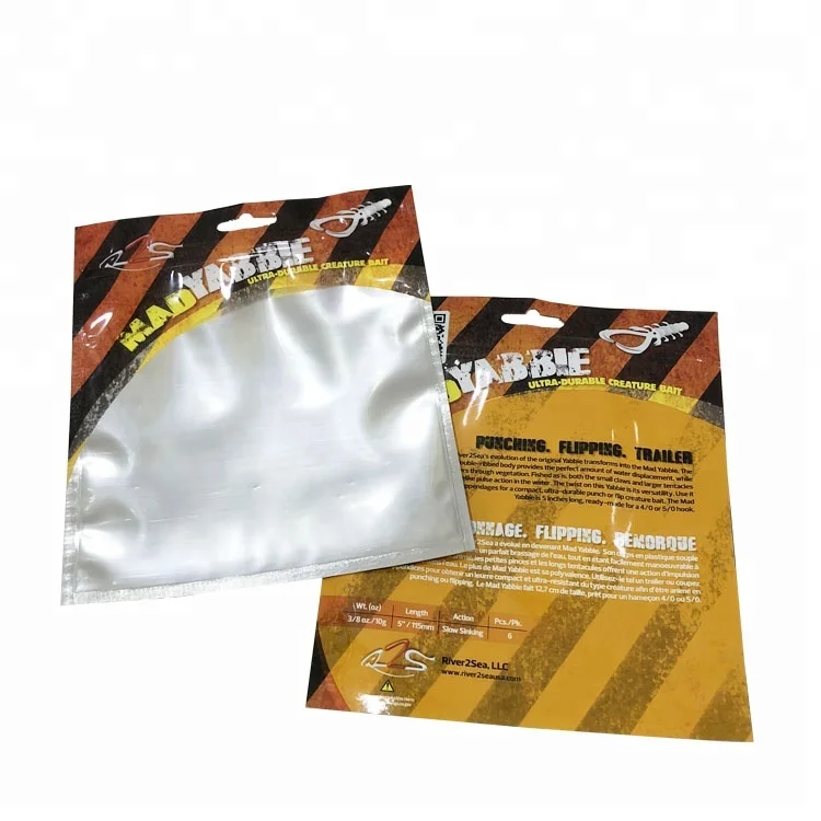 Clear window plastic soft lure bag / fish bait worm bag with zipper / live bait fishing bags