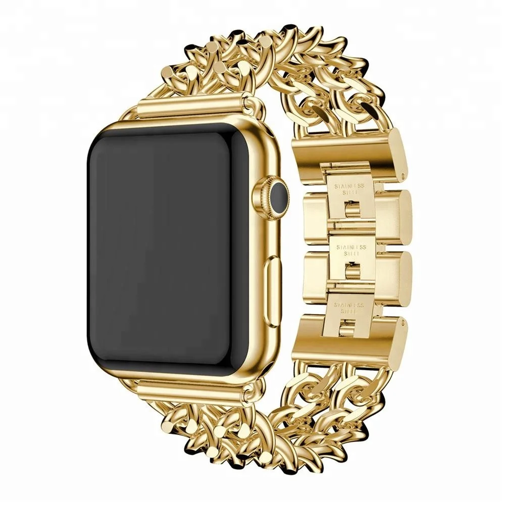 Fashion Link stainless steel watch band Strap with butterfly buckle For Apple Watch