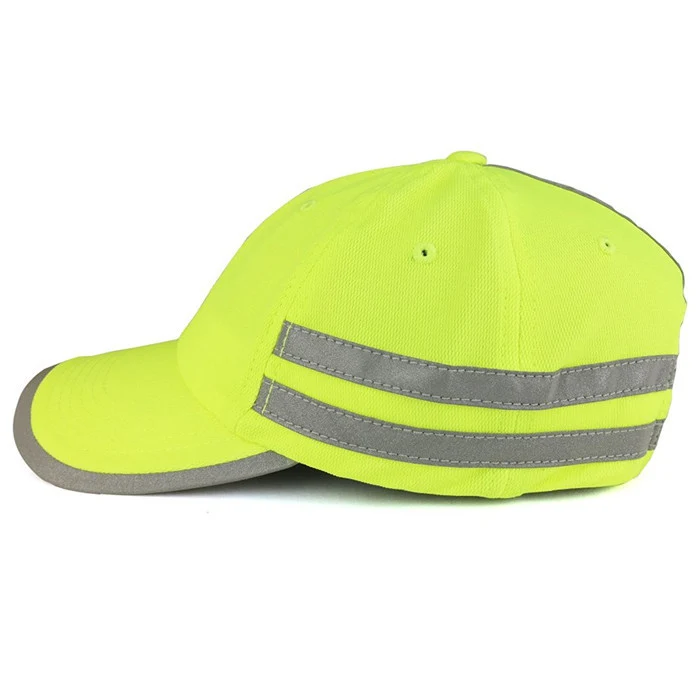 High Visibility Safety Unstructured Cap With Reflective Stripes Fluorescent Performance Hunting Cap Hat