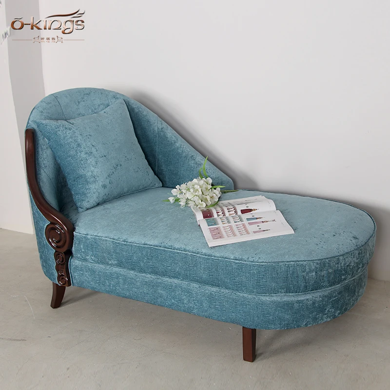 Hotel good goods blue velvet chaise longue