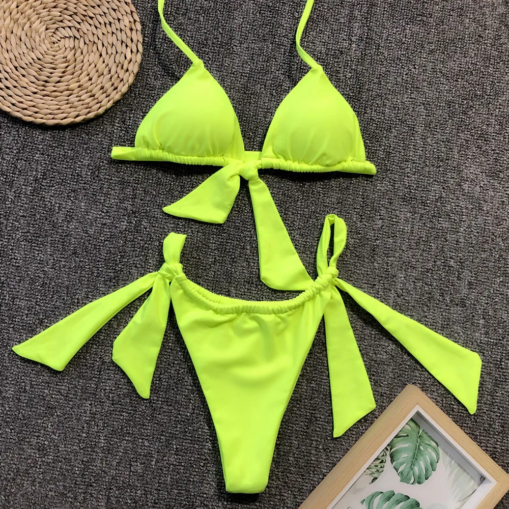 
Wefans 2019 Newest design Triangle Thong Micro Bikini solid color simple top sexy easy young girls bikini 