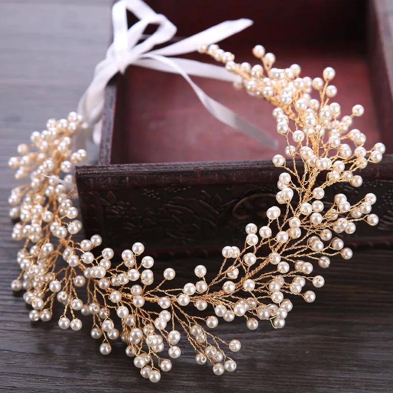 HSS6103 pear gold color hair accessories women bridal jewelry bridal hair headband