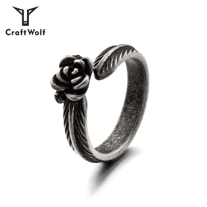 Craft Wolf Hot Sale High Quality Couple Feather Rose Gold  Ring