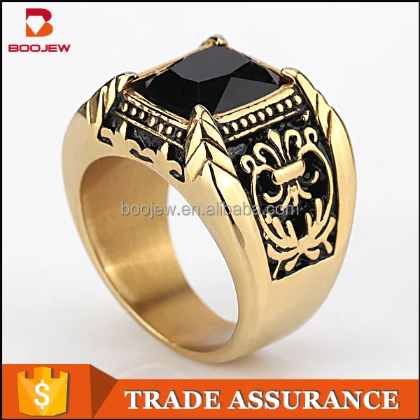 Roman Stainless Steel 18 k gold plating turkish gemstone finger ring wholesale
