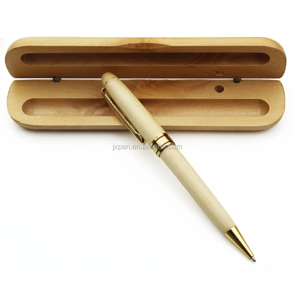 Hot sales Promotional luxury engraved wood ball pen in gift boxes case wooden pen set