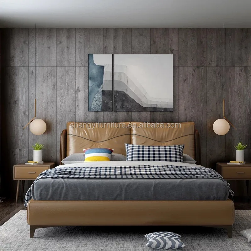 Лаконичная королевская современная мягкая двуспальная кровать из искусственной кожи белого, черного, красного цвета с подъемным хранилищем