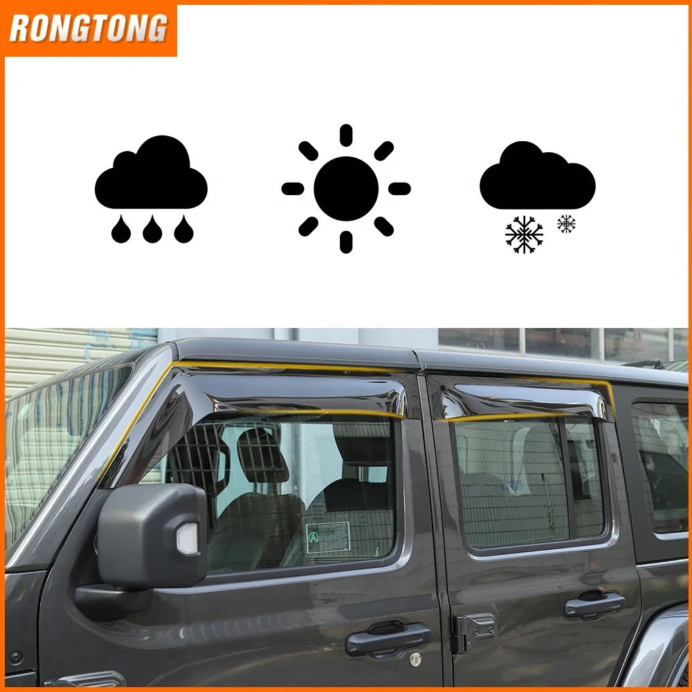 Оконный Дефлектор Дождь Порог дверной козырек для Jeep Wrangler JL 2018