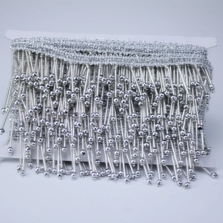 В наличии, Лидер продаж, элегантная Серебристая кружевная бахрома с кисточками для занавесок